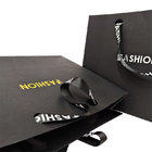 맞춤형 브랜드 로고 럭셔리 검은 종이 의류 포장 선물 쇼핑 가방 종이 포장
