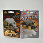 코뿔소 3D 카드 포장하는 남성 증진 알약, 재생된 성 알약 캡슐 패킹은 갑니다