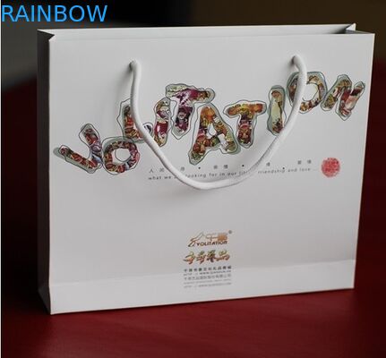 Ecofriendly 로고 은으로 손잡이에 의하여 주문을 받아서 만들어지는 종이 봉지 뜨거운 각인