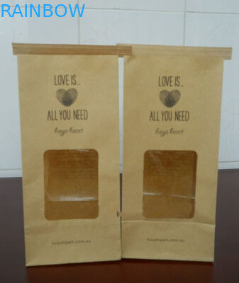 브라운 공간 식품 포장을 위한 창에 의하여 주문을 받아서 만들어지는 종이 봉지 주석 동점