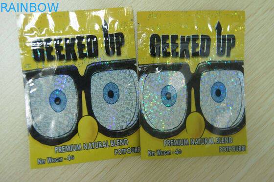 4g 레이저 필름 플라스틱 GEEKED를 포장하는 지플락 초본 향은 황색을 올립니다