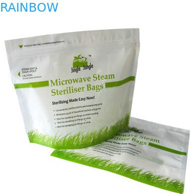 녹색에 의하여 박판으로 만들어진 마이크로파 음식 진공 물개는 지퍼를 가진 인쇄를 자루에 넣습니다