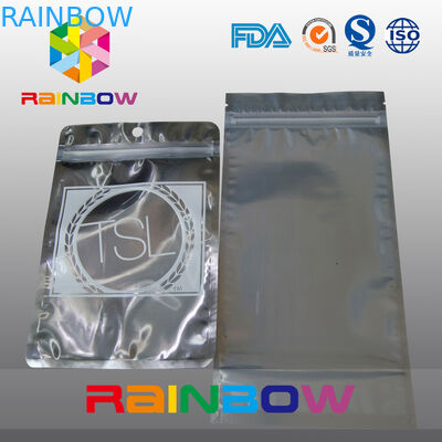 3 지퍼와 눈물 노치를 가진 옆 물개 정면 투명한 뒤 포일 반대로 정체되는 부대