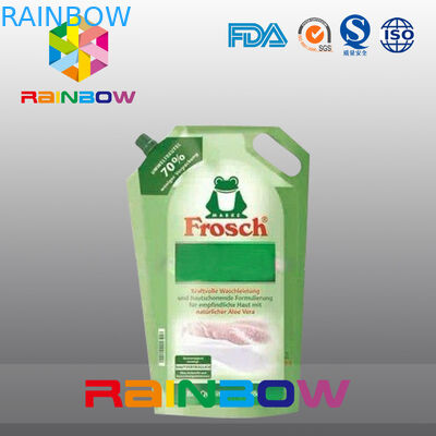 알루미늄 호일은 세탁제 포장을 위한 손 구멍을 가진 주둥이 주머니를 위로 서 있습니다