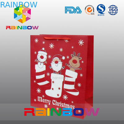 빨강은 인쇄된 빨강 밧줄/귀여웠던을 가진 종이 봉지 크리스마스 선물 부대를 주문을 받아서 만들었습니다