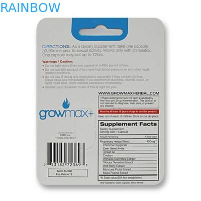 2개의 구멍을 가진 남성 증진 자극제를 위해 포장하는 관례에 의하여 인쇄되는 거는 서류상 카드