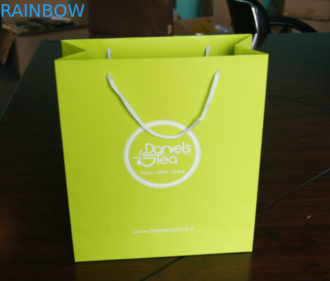 면 손잡이 차 포장 부대를 가진 Kraft 주문 설계되는 녹색 종이 봉지