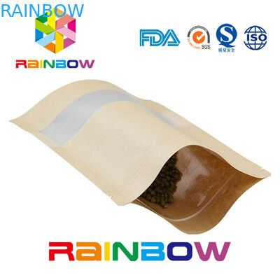 브라운 Kraft 종이 창을 가진 주문을 받아서 만들어진 종이 봉지 Doypack 지플락 건조한 식품 포장 부대