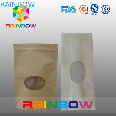 명확한 창으로 포장하는 사탕/건조한 음식 급료를 위한 삼각천 Kraft 종이 봉지