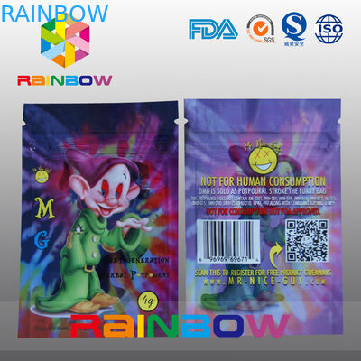 주문 인쇄 로고 M.G 초본 향 Ziplock는 5g 4g 향미료 연기 부대를 자루에 넣습니다