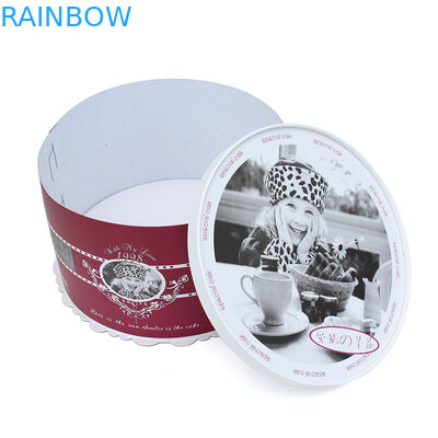 장식적인 빨강과 백색 둥근 마분지 포장 상자 생일 케이크 상자