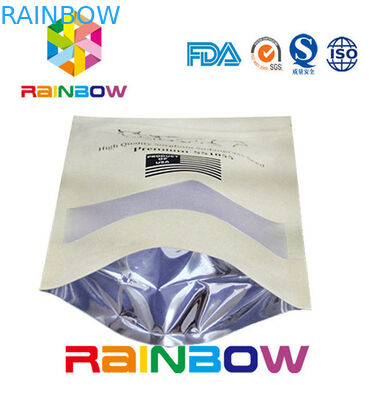 편평한 바닥 브라운은 지퍼를 가진 종이 봉지/기술 종이 봉지를 주문을 받아서 만들었습니다