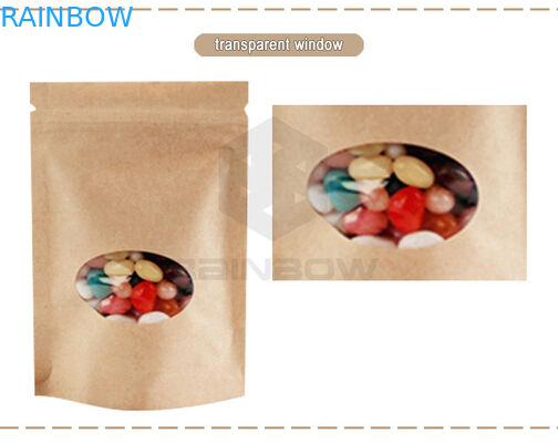 지플락 건조한 과일 견과 사탕 포장을 위한 주머니 Kraft 갈색 포장지 부대를 위로 서 있으십시오