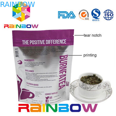 옆 Gusseted Doy 팩 Kraft 종이 차 포장 부대 알루미늄 호일 플라스틱 지플락 주머니