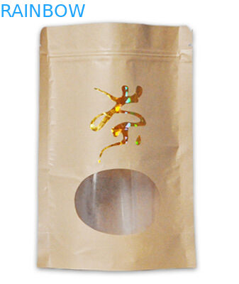 관례는 편평한 바닥 지퍼 지플락 mylar 및 창으로 포장하는 차/커피를 위한 고품질 kraft 종이 봉지를 인쇄했습니다