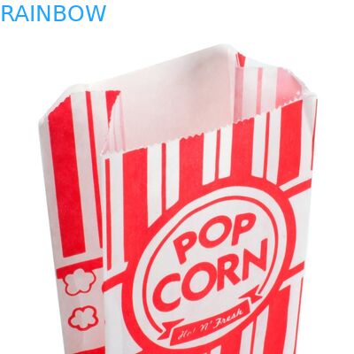 paper Popcorn Bags Customized 사육제 임금 종이 봉지 빨강과 백색 1개 온스 팩