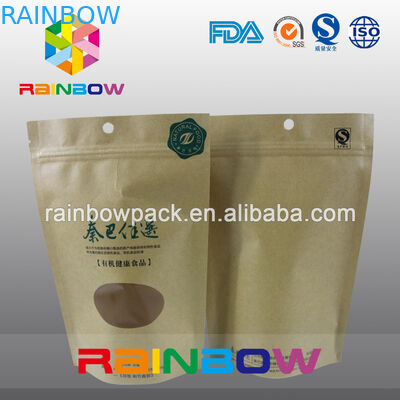 재상할 수 있는 2oz Kraft 종이 Doypack는 창을 가진 1회분의 커피 봉지를 위로 서 있습니다