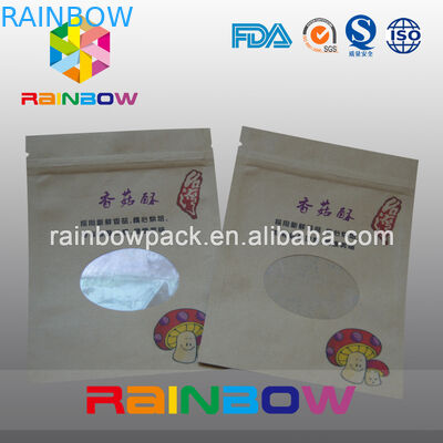 재상할 수 있는 2oz Kraft 종이 Doypack는 창을 가진 1회분의 커피 봉지를 위로 서 있습니다