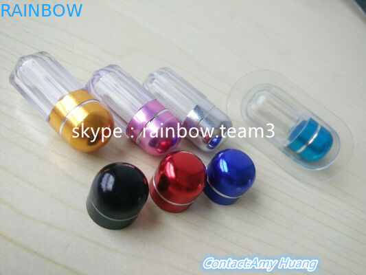 성약용 재사용 가능한 작은 플라스틱 용기 / 금속 둥근 캡슐 모양의 병