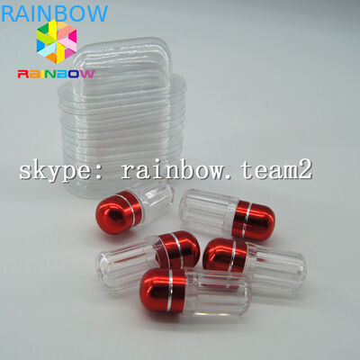 명확한 캡슐 플라스틱 약 병, 알루미늄 호일 금 모자를 가진 성 알약 콘테이너