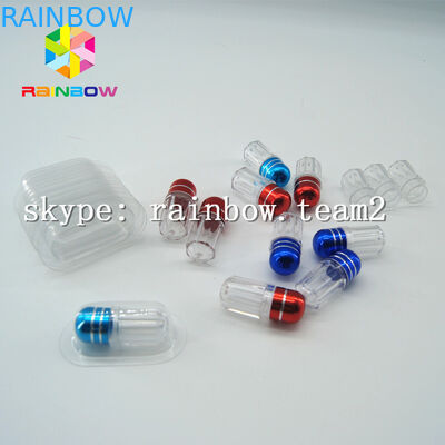 명확한 캡슐 플라스틱 약 병, 알루미늄 호일 금 모자를 가진 성 알약 콘테이너