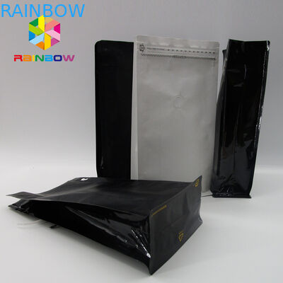 12oz 250g 커피 콩을 위한 벨브 도매 구획 바닥 1회분의 커피 봉지/편평한 바닥 부대를 가진 매트 블랙 커피 부대