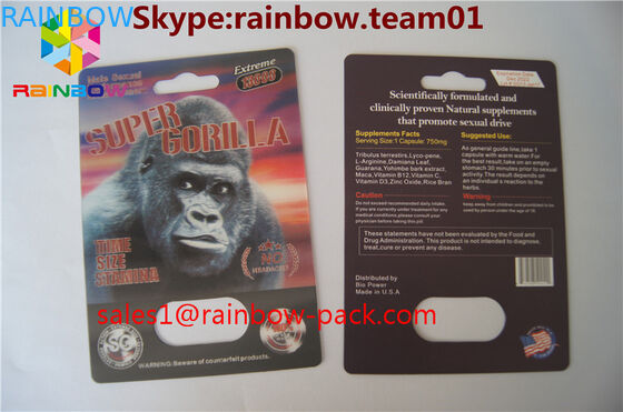 뜨거운 판매 3D 인쇄 카드 까만 mamba 3D 효력 성 알약 포장 카드 3D 카드 /3D 인쇄 카드 코뿔소 물집 종이 캘리포니아