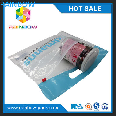 로고를 가진 PE 슬라이더 지플락 부대는 부대 upc 부호에 의하여 인쇄된 지플락 부대 공간 정면을 가진 명확한 정면 zip 자물쇠 부대를 위로 서 있습니다