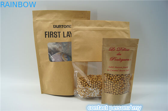 Kraft 종이 Resealable 지플락은 주머니/식품 포장 주머니를 위로 서 있습니다