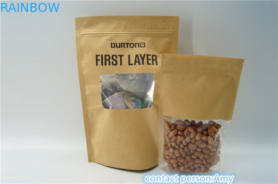 Kraft 종이 Resealable 지플락은 주머니/식품 포장 주머니를 위로 서 있습니다