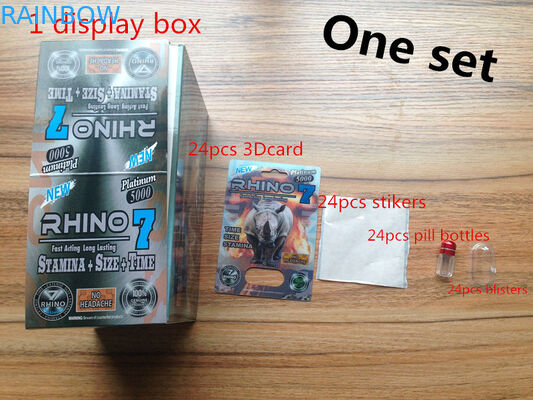 다중 사용 가능한 습기에 저항하는 플라스틱 알약 병 Rhino 7 남성 강화 알약 포장