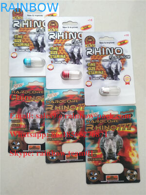 가장 새로운 3D는 남성 증진 알약 플라스틱 겹 카드 코뿔소를 25/미친 코뿔소 50k 물집 포장 인쇄했습니다