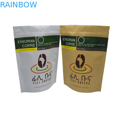 광택이 없는 끝 포일은 위로 서 있습니다 지퍼 포장 부대 500g 1회분의 커피 봉지를 일렬로 세웠습니다