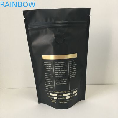 벨브를 가진 부대를 포장하는 개인 상표 금 로고 알루미늄 호일 일렬로 세워진 플라스틱 주머니