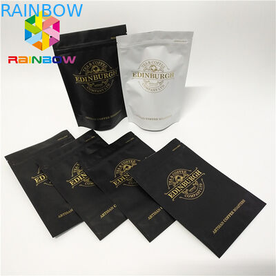 플라스틱 지퍼 광택이 없는 까만 식사 부대 포장은 resealable 커피 ziplock 주머니를 위로 서 있습니다