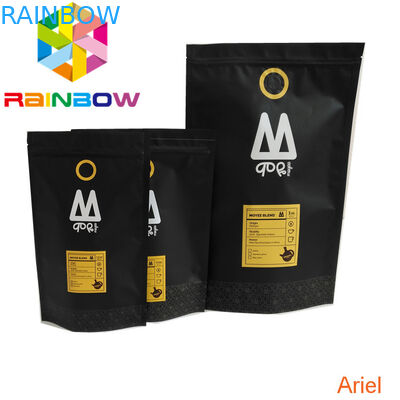 플라스틱 지퍼 광택이 없는 까만 식사 부대 포장은 resealable 커피 ziplock 주머니를 위로 서 있습니다