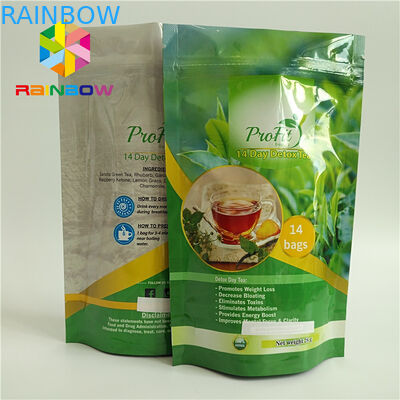 주문을 받아서 만들어진 알루미늄 호일은 밑바닥 광택 있는 끝의 둘레에 포장하는 티백을 위로 서 있습니다