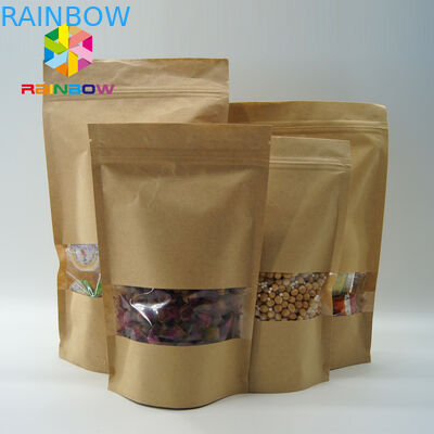 음식/건조한 고기/바다 제품을 위한 Costomized 크기 Kraft 종이 봉지 타원형 창