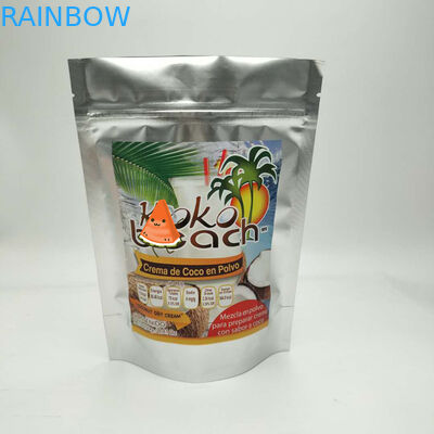 포장하는 주문을 받아서 만들어진 크기 플라스틱 주머니는, 알루미늄 호일 부대를 위로 서 있습니다