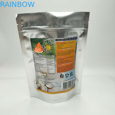 포장하는 주문을 받아서 만들어진 크기 플라스틱 주머니는, 알루미늄 호일 부대를 위로 서 있습니다