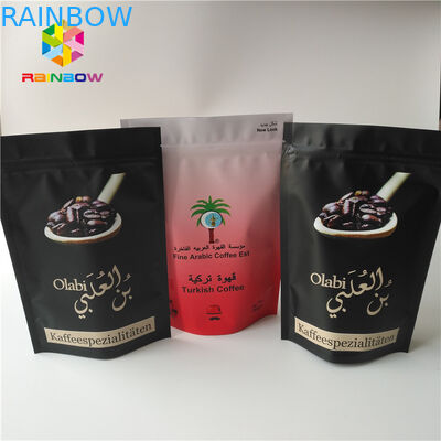 주문 그램은 알루미늄 호일 음식 급료 커피 콩 분말 부대에 위로 불에 구워진 커피 팩 Mylar 주머니 광택이 없는 완성되는 서 있습니다