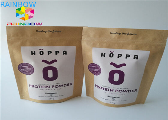 지플락 주문을 받아서 만들어진 인쇄한 kraft 종이는 명확한 창을 가진 주머니 육포 식사 플레스틱 포장 부대를 위로 서 있습니다