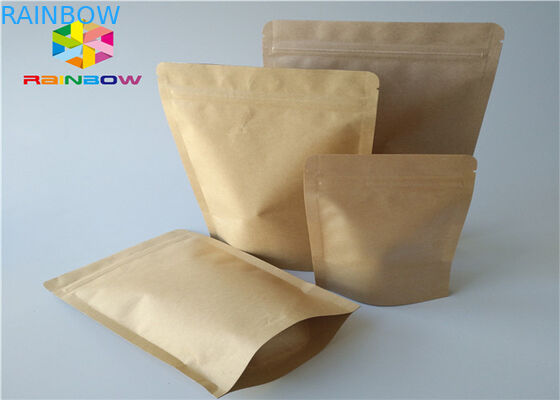 지플락 주문을 받아서 만들어진 인쇄한 kraft 종이는 명확한 창을 가진 주머니 육포 식사 플레스틱 포장 부대를 위로 서 있습니다