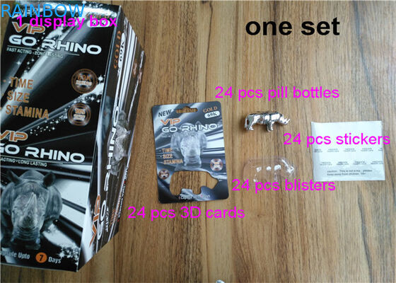 3D 효력 미친 코뿔소 69 코뿔소 7 캡슐 성 알약은 남성 증진 알약 포장 상자 및 물집 3d 카드/상자를 카드에 적습니다