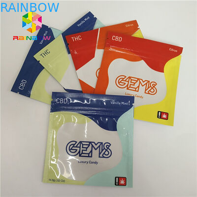 밀봉된 3 측은 비닐 봉투 Ziplock로 주문을 받아서 만들어진 고무 같은 사탕 포장을 인쇄했습니다