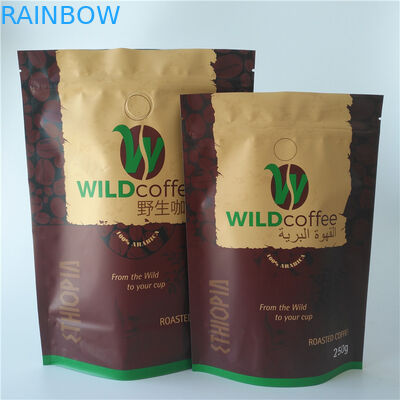 알루미늄 호일을 포장하는 Resealable 티백은 벨브를 가진 1회분의 커피 봉지를 위로 서 있습니다