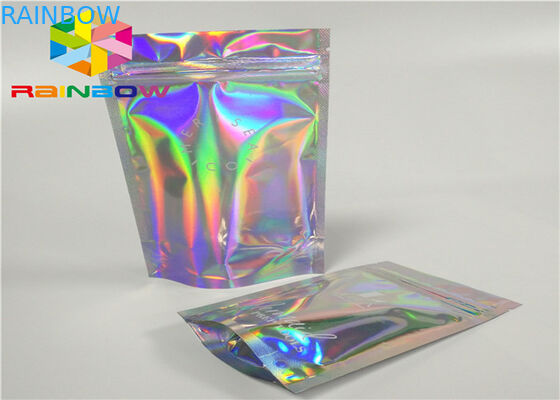 매니큐어 반짝임 분말 패킹 화장용 홀로그램 포일 포장 부대를 위한 명확한 측과 가진 레이저 Mylar 포일 주머니
