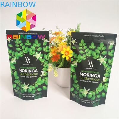 알루미늄 호일 일렬로 세워진 Matcha 분말 녹차 부대를 포장하는 지플락 플라스틱 주머니를 위로 서 있으십시오