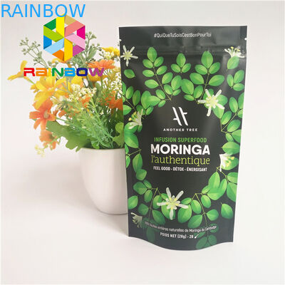 알루미늄 호일 일렬로 세워진 Matcha 분말 녹차 부대를 포장하는 지플락 플라스틱 주머니를 위로 서 있으십시오