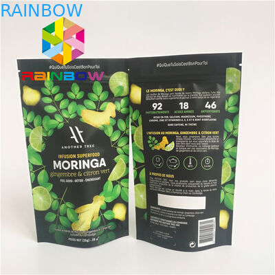 알루미늄 호일 일렬로 세워진 Matcha 분말 녹차 부대를 포장하는 지플락 플라스틱 주머니를 위로 서 있으십시오